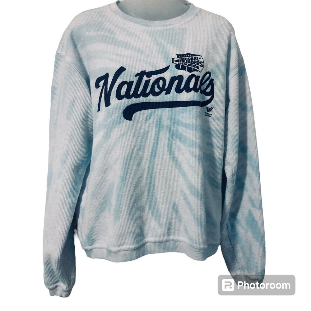 Varsity Spirit NCA Nationals Ribbed Sweatshirt Womens Size XS Blue White TieDye